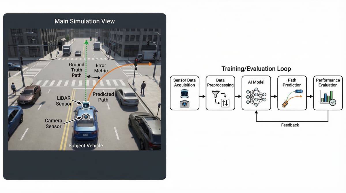 Simulation environment with VLA model predictions and training loop